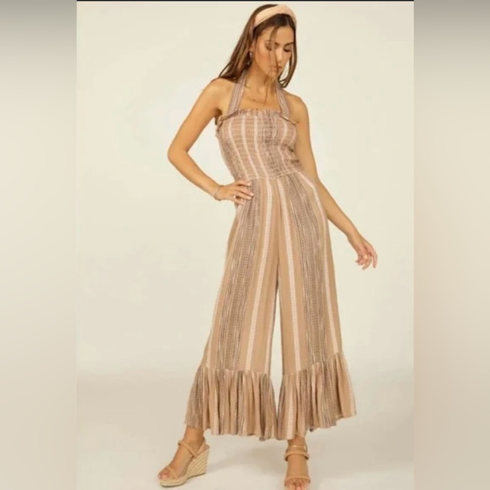 Excellent Condition Surf Gypsy Striped Lurex Halter Wide Leg Jumpsuit - Small